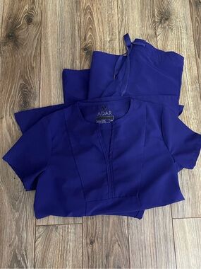 Adar Medical Scrub Set in Deep Royal Purple